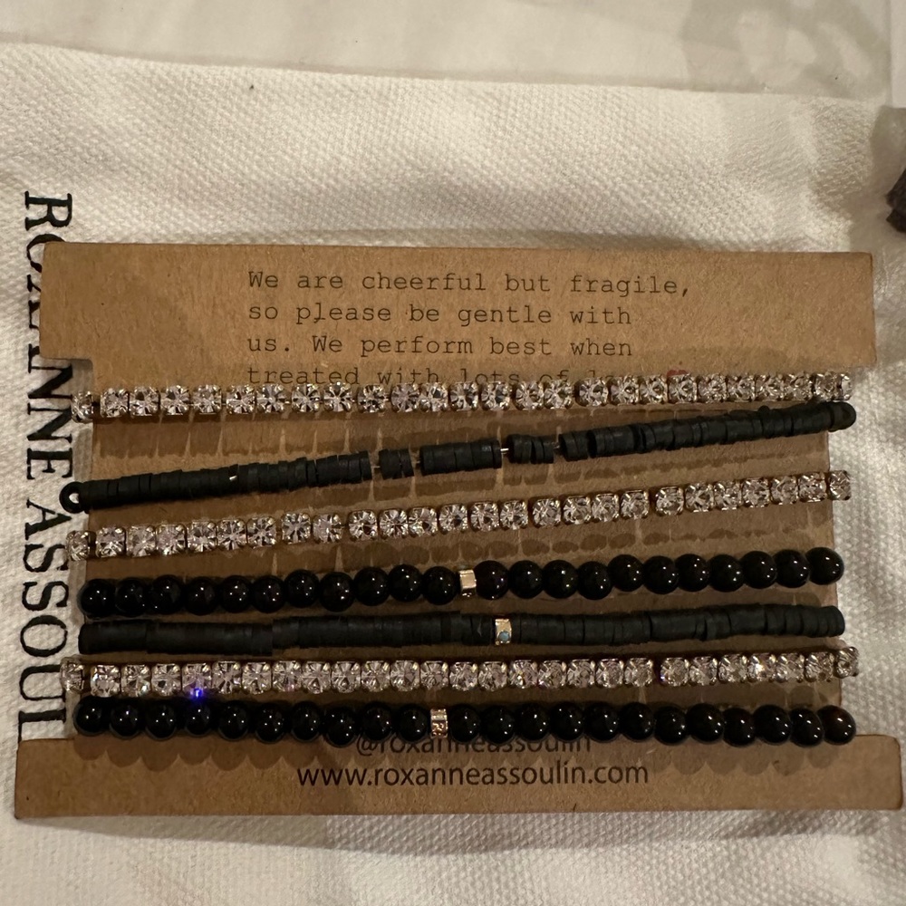Roxanne Aussoulin beaded, gold tone and crystal bracelet pack